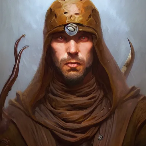 Image similar to realistic d & d fantasy eldritch cultist, closeup portrait art by donato giancola and greg rutkowski, vintage retro, realistic face, digital art, trending on artstation, symmetry!!