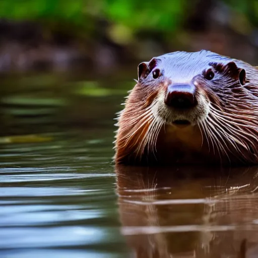 Image similar to Stern anthropomorphic beaver dressed in corduroy clothes, XF IQ4, f/1.4, ISO 200, 1/160s, 8K, RAW, unedited, symmetrical balance, in-frame