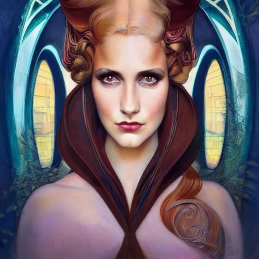 Image similar to an art nouveau, ( streamline moderne ), multi - racial portrait in the style of anna dittmann and gaston bussiere and chanthara. very large, clear, expressive, and intelligent eyes. centered, ultrasharp focus, dramatic lighting, photorealistic digital matte painting, intricate symmetrical ultra detailed background.