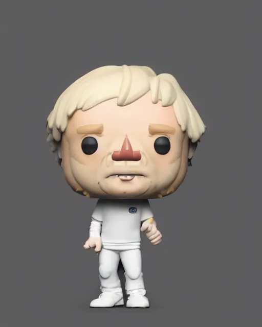 Image similar to full body 3d render of funko pop boris johnson as a funko pop, studio lighting, white background, blender, trending on artstation, 8k, highly detailed