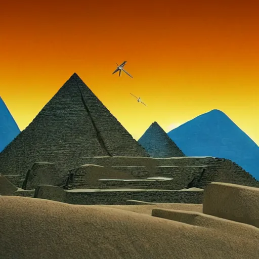 Image similar to the stone pyramids in the canyons are surrounded by mountains, a detailed matte painting by otto pilny, shutterstock contest winner, neo - primitivism, photo taken with ektachrome, playstation 5 screenshot, digitally enhanced, mexico