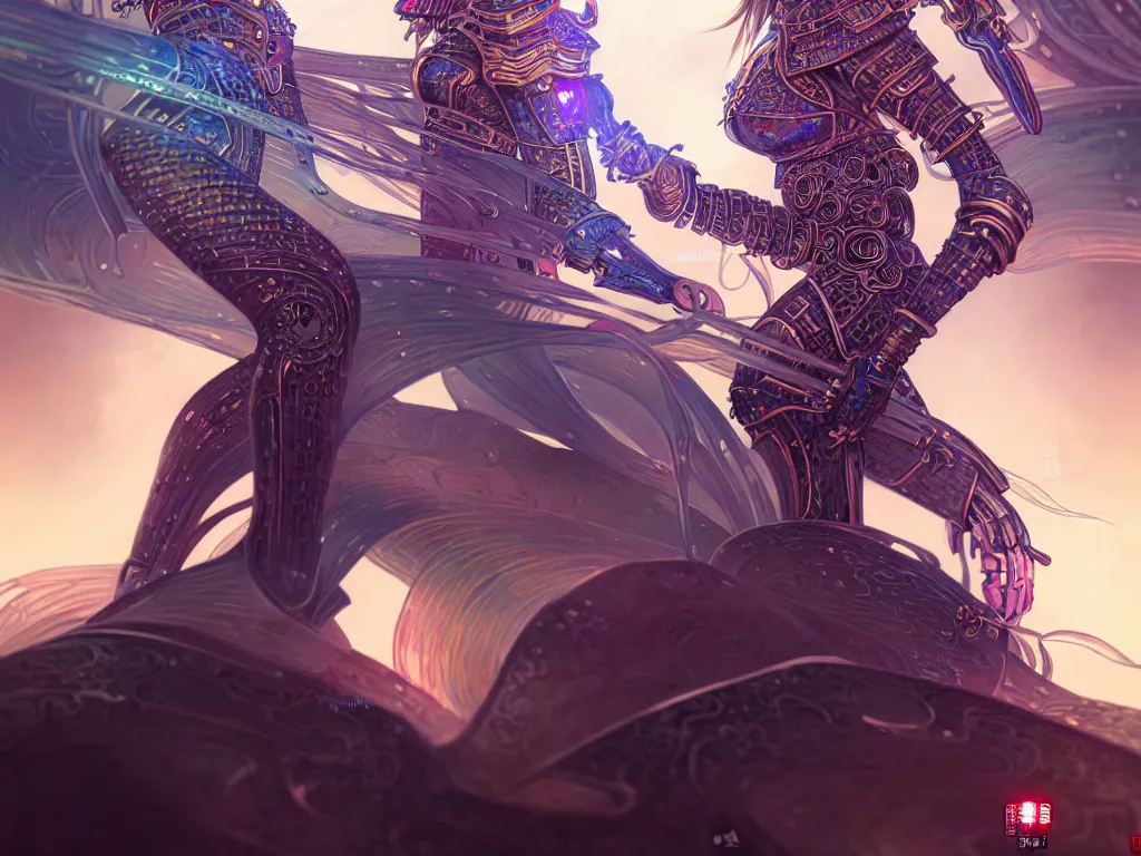 Prompt: portrait futuristic knights of zodiac armor girl, abstract chinese dragon character concept, at future neon tokyo light rooftop, ssci - fi and fantasy, intricate and very very beautiful and elegant, highly detailed, digital painting, artstation, concept art, smooth and sharp focus, illustration, art by tan zi and ayanamikodon and alphonse mucha and wlop