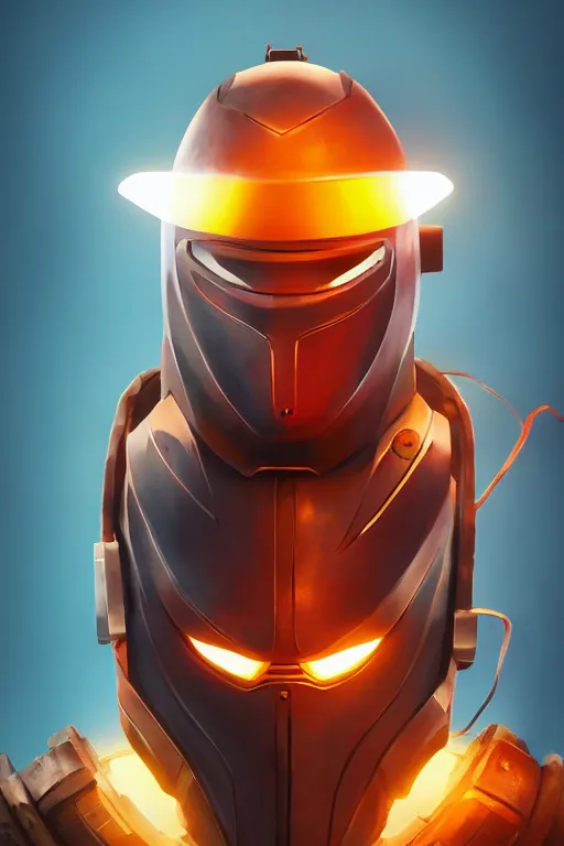 Image similar to epic mask helmet robot ninja portrait stylized as fornite style game design fanart by concept artist gervasio canda, behance hd by jesper ejsing, by rhads, makoto shinkai and lois van baarle, ilya kuvshinov, rossdraws global illumination radiating a glowing aura global illumination ray tracing hdr render in unreal engine 5