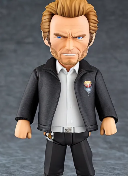 Image similar to clint eastwood, a nendoroid of clint eastwood is dirty harry figurine, realistic face, detailed product photo