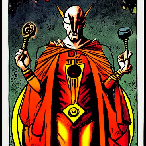 Prompt: tarot card featuring character from the watchmen comic by alan moore