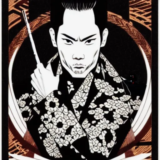 Image similar to silhouette of a Yakuza warrior illustration, medium shot, intricate, elegant, highly detailed, digital art, ffffound, art by JC Leyendecker and sachin teng