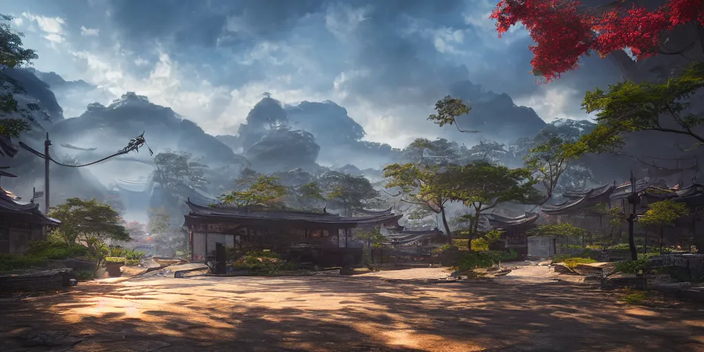 Image similar to hutao from genshin impact, unreal 5, hyperrealistic, realistic, photorealistic, dynamic lighting, highly detailed, cinematic landscape, studio landscape, studio lighting