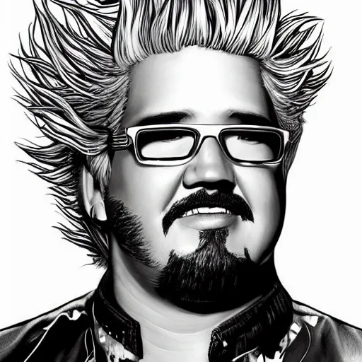 Image similar to head and shoulders portrait of Guy Fieri illustration, medium shot, intricate, elegant, highly detailed, digital art, ffffound, art by JC Leyendecker and sachin teng