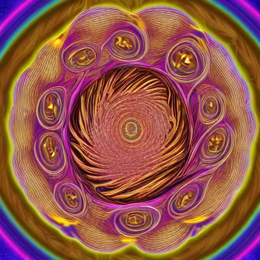 Prompt: digital illustration of a pig swine spiral, by alex grey, tool band, psychedelic art, fractals, detailed, 8 k