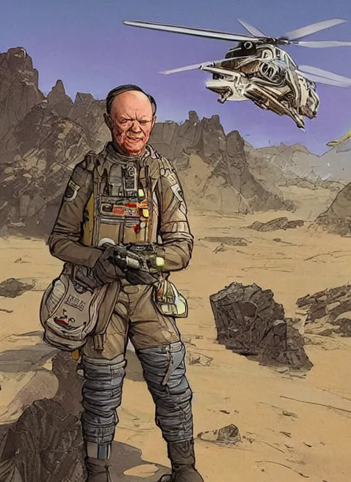 Image similar to apex legends eisenhower. concept art by james gurney and mœbius.