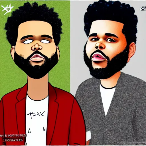Image similar to the weeknd 2020 funny cartoon caricature