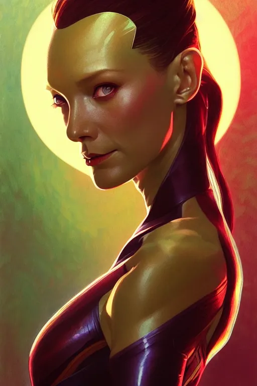 Prompt: a portrait of mantis from guardians of the galaxy, fantasy, sharp focus, intricate, elegant, digital painting, artstation, matte, highly detailed, concept art, illustration, ambient lighting, art by ilya kuvshinov, artgerm, alphonse mucha, and greg rutkowski