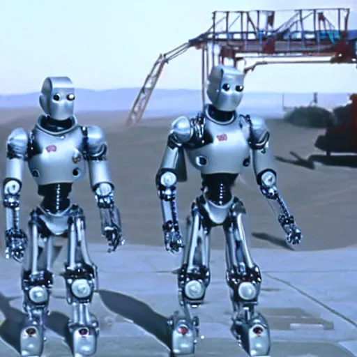 Image similar to film still of the 2001 movie robot invasion from planet 153