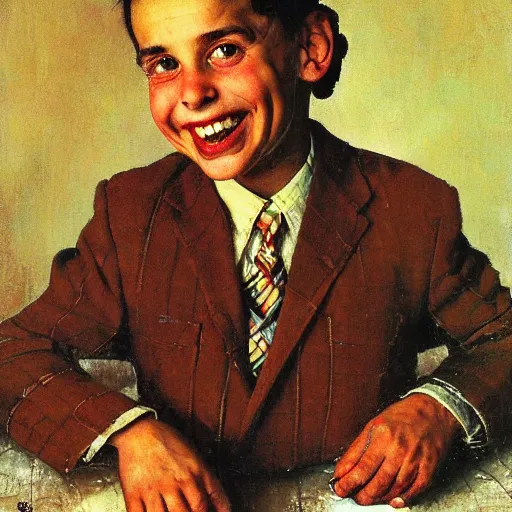 Image similar to portrait of yossi benayoun smiling by norman rockwell