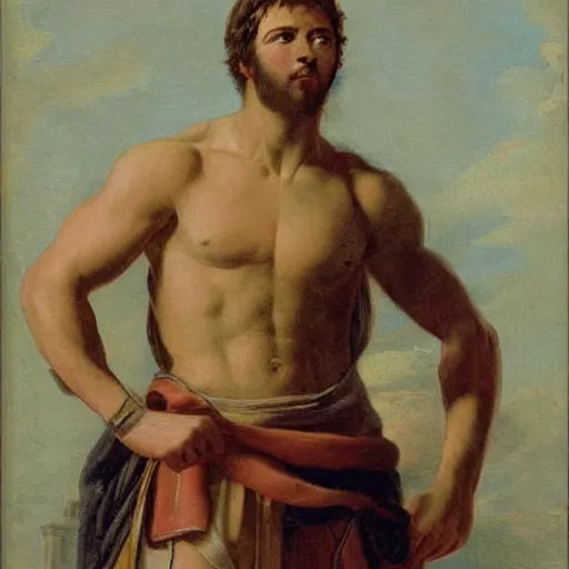 Prompt: Gladiator, muscular, handsome, detailed face, correct face, painting by Antoine Calbet