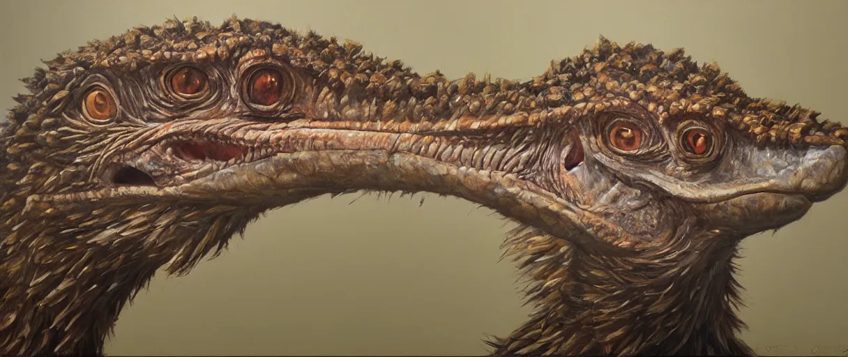 Image similar to oil painting of a velociraptor on canvas, by James gurney, realism, warm lighting, award winning, high detail, professional, volumetric lighting