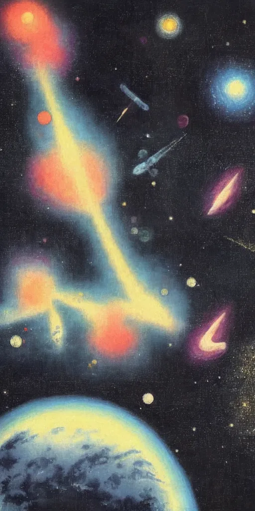 Image similar to painting of outer space by kitano tsunetomi, 1 9 3 9