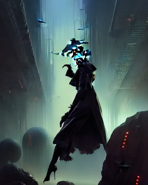 Prompt: beautiful fantasy character portrait, natalie portman, wearing oversized black trench coat, ultra realistic, wide angle, dramatic lighting, vultures, very seductive pose, cyberpunk artifacts, highly detailed by peter mohrbacher, hajime sorayama, wayne barlowe, boris vallejo, aaron horkey, gaston bussiere, craig mullins