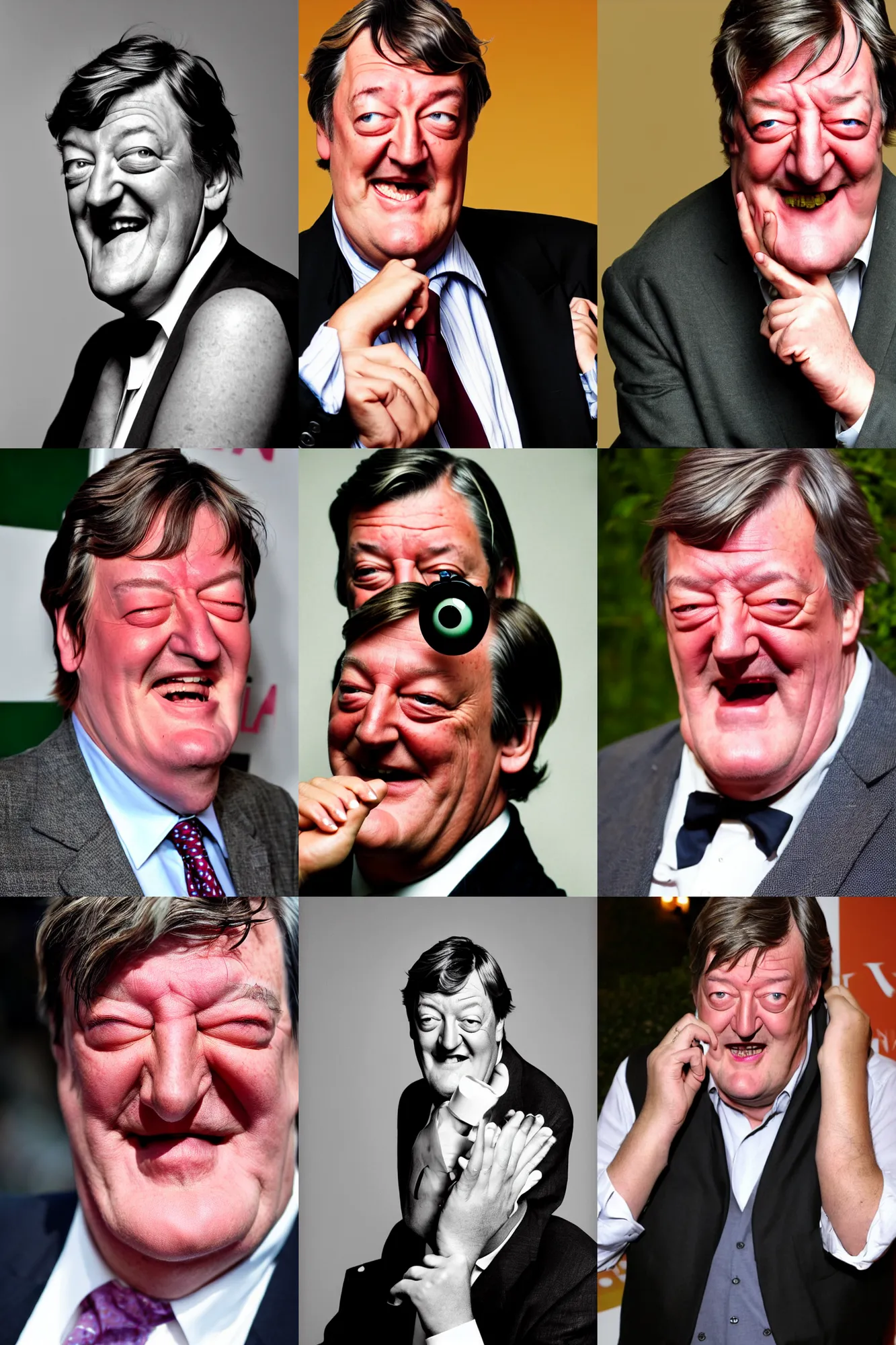Prompt: stephen fry winking at the camera