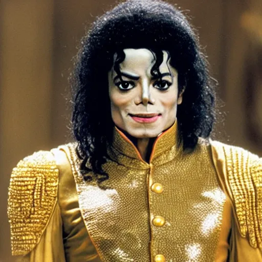 Image similar to michael jackson as king king, movie still, 8 k