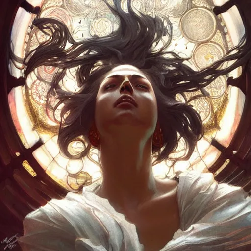 Prompt: soul reaching heaven , dramatic light, highly detailed, digital painting, artstation, concept art, sharp focus, illustration, art by artgerm and greg rutkowski and alphonse mucha