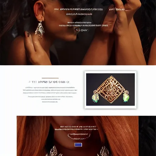 Image similar to landing page of a modern peruvian jewelry, web design, concept