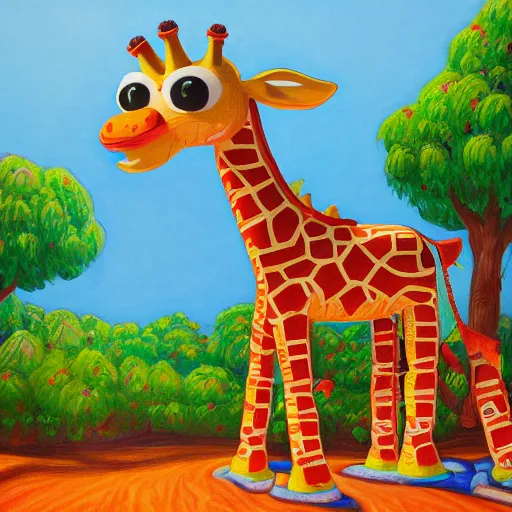 Image similar to Geoffrey the giraffe Toys”R”Us dynamic lighting, cinematic, establishing shot, extremely high detail, shining, photo realistic, cinematic lighting, intricate line drawings, 8k resolution, oil painting on canvas