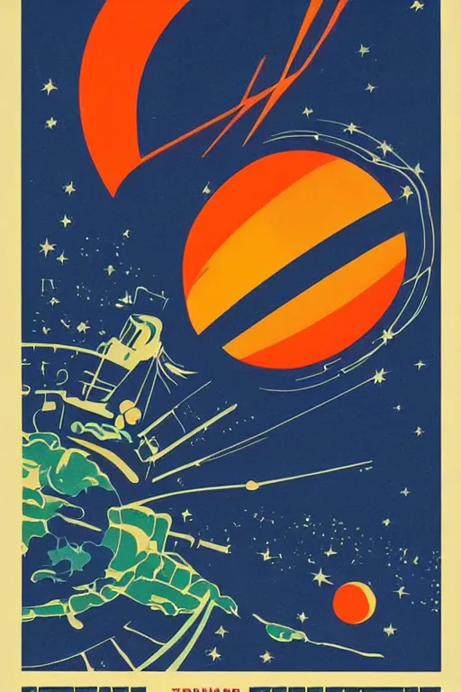 Prompt: 7 0 s travel poster for an extraterrestrial planet destination