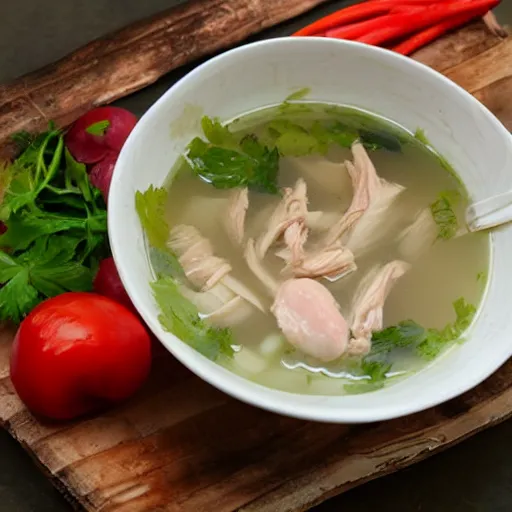 Prompt: Raw chicken soup