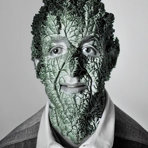 Image similar to tony hale double exposure head of kale