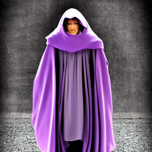 Image similar to purple cloak, full body, creepy