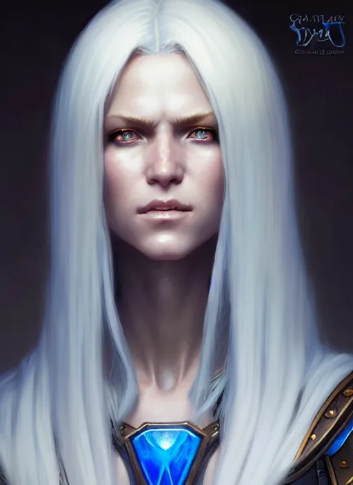 Image similar to a fantasy style portrait painting of shy white female paladin scar wound left eye with blonde hair and blue eyes, holy oil painting unreal 5 daz. rpg portrait extremely detailed artgerm greg rutkowski _ greg