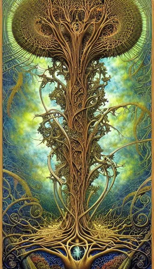 Image similar to tree of life by roger dean and andrew ferez, art forms of nature by ernst haeckel, divine chaos engine, symbolist, visionary, art nouveau, botanical fractal structures, organic, detailed, realistic, surreality