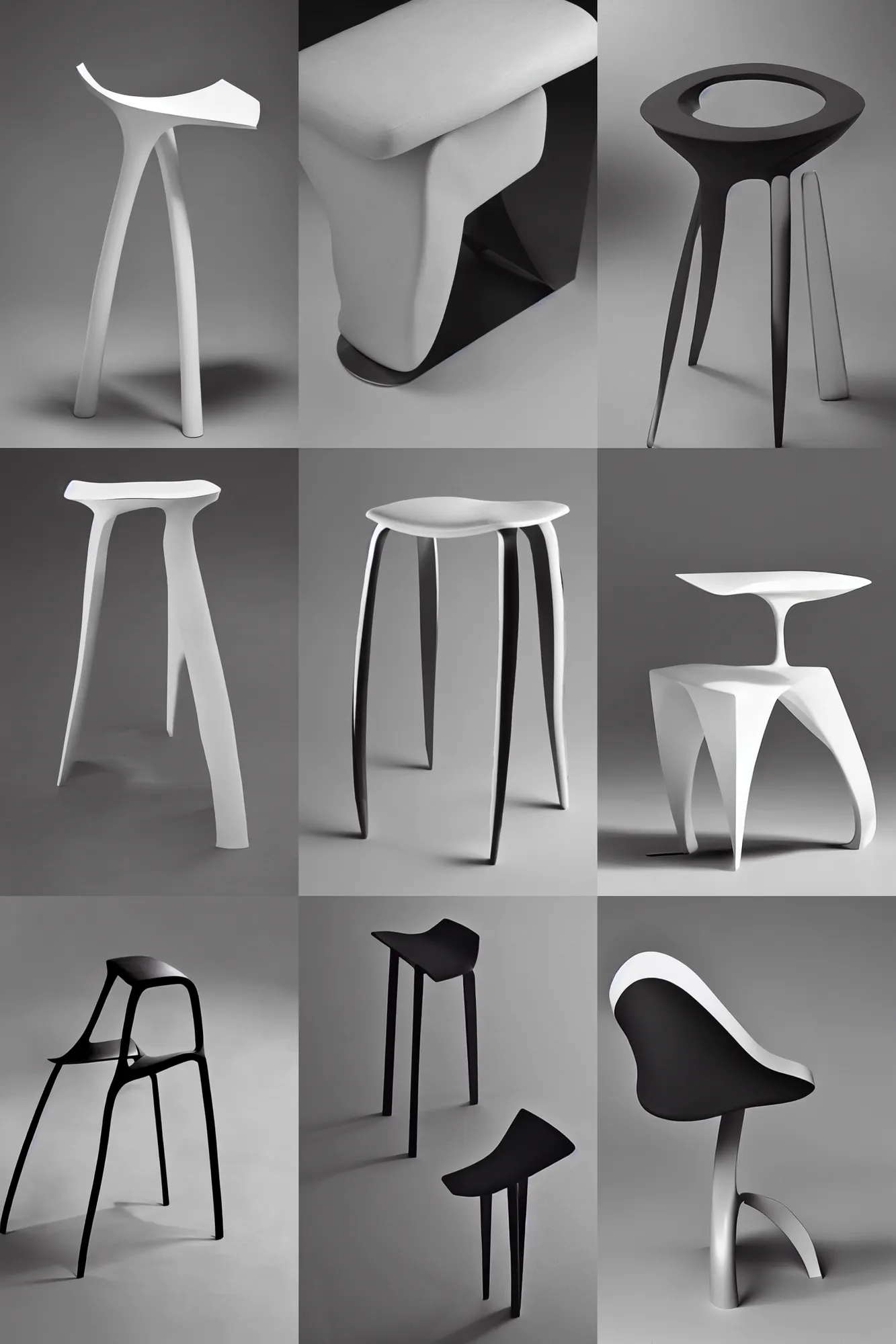 Prompt: design for stool, designed by zahahadid