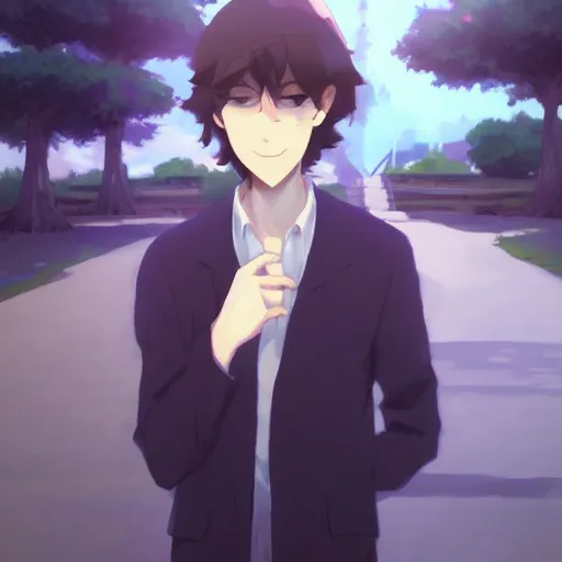 Image similar to portrait of steven bonnell, by makoto shinkai