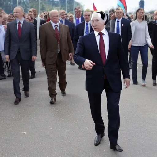 Prompt: wide putin walking