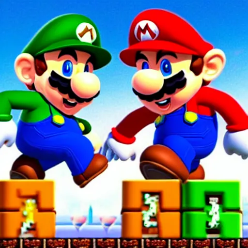 Image similar to Super Mario and Luigi high fiving