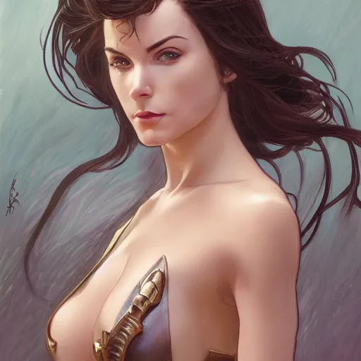 Image similar to Cat Woman, highly detailed, digital painting, artstation, concept art, smooth, sharp focus, illustration, ArtStation, art by artgerm and greg rutkowski and alphonse mucha and J. C. Leyendecker and Edmund Blair Leighton and Katsuhiro Otomo and Geof Darrow and Phil hale and Ashley wood and Ilya repin and Charlie Bowater