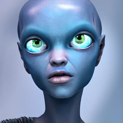 Prompt: portrait of a blue alien girl, digital art, highly detailed, concept art, intricate, sharp focus, Trending on Artstation HQ, deviantart, unreal engine 5, 4K UHD image