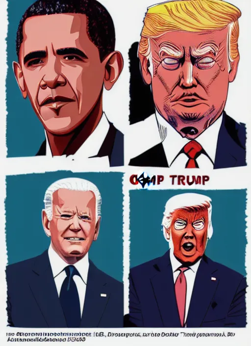 Prompt: : obama trump and biden as Twin Peaks character design