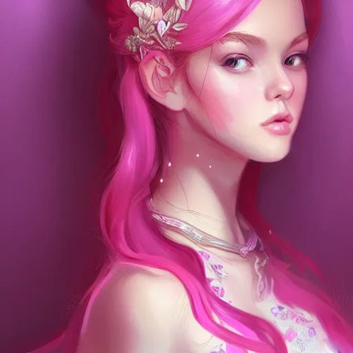 Image similar to teen girl, pink hair, gorgeous, amazing, elegant, intricate, highly detailed, digital painting, artstation, concept art, sharp focus, illustration, art by ross tran