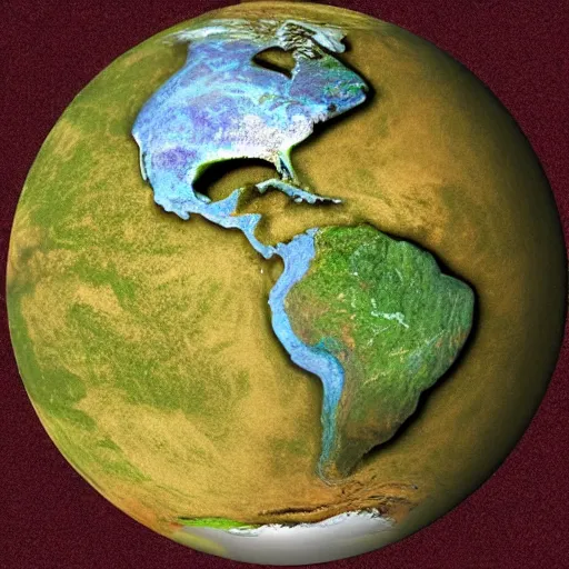 Image similar to the earth but it’s in a shape of a pig and continents are spread throughout it