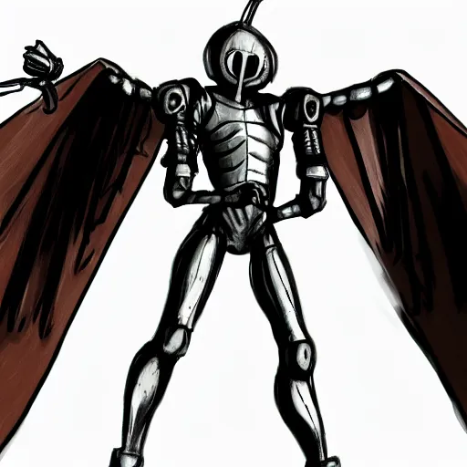 Prompt: A humanoid mosquito, reminiscent of a winged medieval knight. One punch man style.