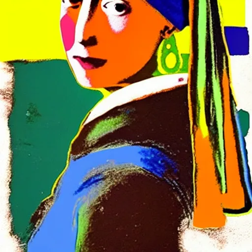 Prompt: painting of the girl with the pearl earring together with mona lisa by andy warhol, painting, oil on canvas, beautiful painting