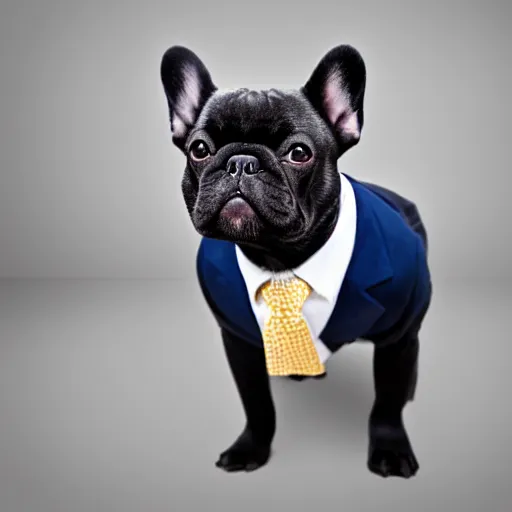 Image similar to black french bulldog wearing businessman attire