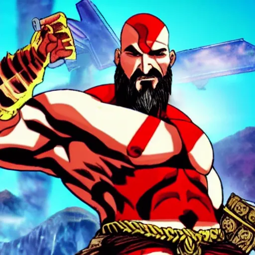 Image similar to Kratos in the Super Hero Squad show