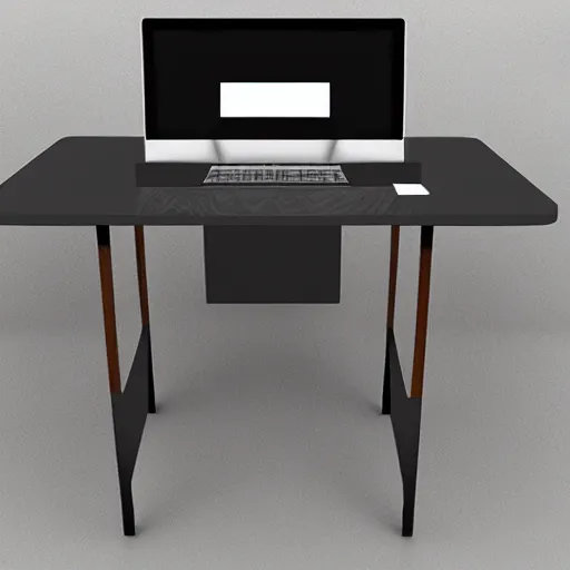 Image similar to a modern concept of a computer table made of wood and metal