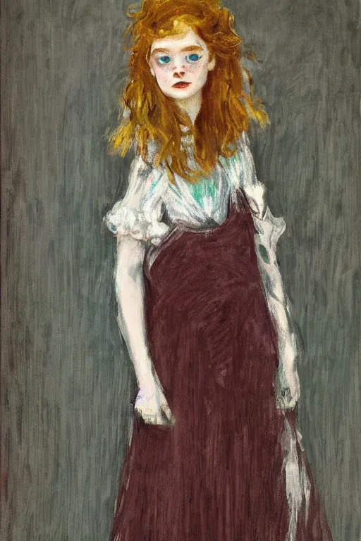 Image similar to portrait of sadie sink as delirium of the endless, the sandman by walter sickert, john singer sargent, and william open