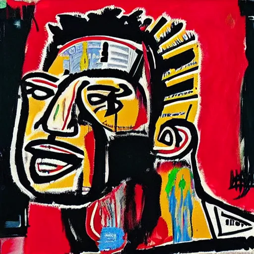 Prompt: roman reigns album cover basquiat style