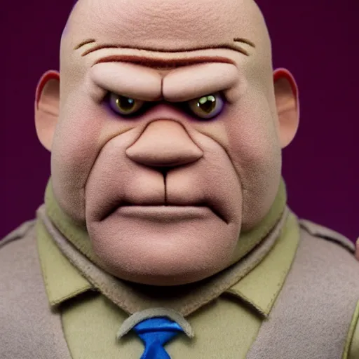 Image similar to hank schrader as a muppet. highly detailed felt. hyper real photo. 4 k.